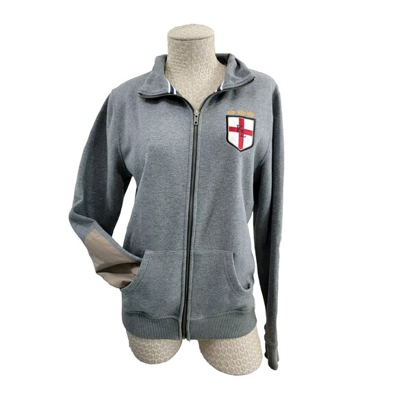 BF Women's Medium Kingsland Zip Up Sweatshirt Jacket Cardigan Sweater Logo Gray - Picture 1 of 12